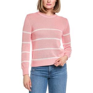 Hannah Rose Womens Stripe Cashmere-Blend Sweater, Pink